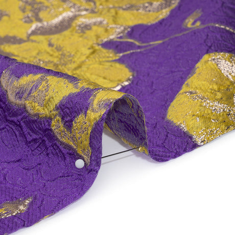 Metallic Brocade - Purple, Yellow and Gold Flowers on Flowers