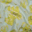 Metallic Brocade - Aqua Blue, Lime Green and Gold Flowers on Flowers