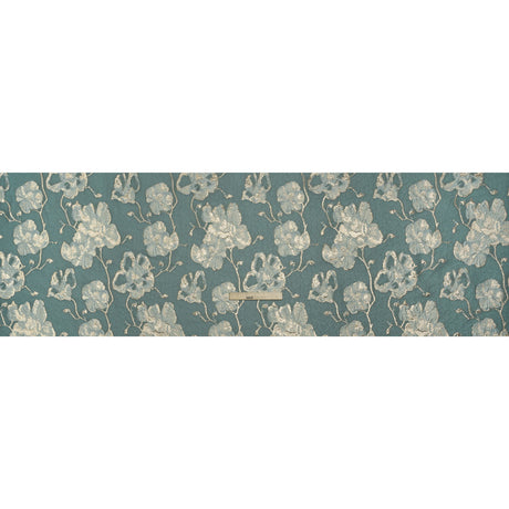 Metallic Brocade - Dusty Teal, Aqua and White Gold Flowers on Flowers