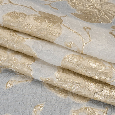 Metallic Brocade - Ivory, Beige, and Gold Flowers on Flowers