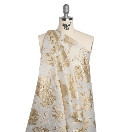 Metallic Brocade - Ivory, Beige, and Gold Flowers on Flowers