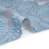 Metallic Burnout Brocade - Sky Blue and Baby Pink All-Over Outlined Flowers