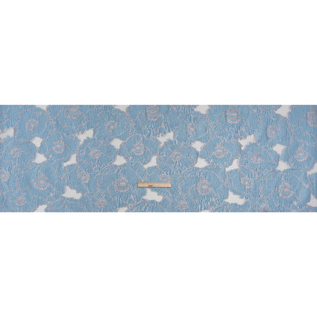 Metallic Burnout Brocade - Sky Blue and Baby Pink All-Over Outlined Flowers