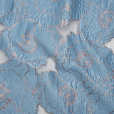 Metallic Burnout Brocade - Sky Blue and Baby Pink All-Over Outlined Flowers