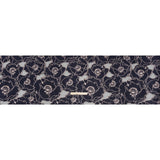 Metallic Burnout Brocade - Navy Blue and Rose Gold All-Over Outlined Flowers