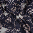 Metallic Burnout Brocade - Navy Blue and Rose Gold All-Over Outlined Flowers