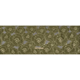 Metallic Burnout Brocade - Olive Green and Gold All-Over Outlined Flowers
