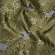 Metallic Burnout Brocade - Olive Green and Gold All-Over Outlined Flowers