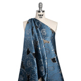 Metallic Burnout Brocade - Country Blue and Silver All-Over Outlined Flowers