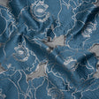 Metallic Burnout Brocade - Country Blue and Silver All-Over Outlined Flowers