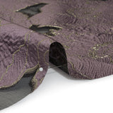 Metallic Burnout Brocade - Plum Purple and Gold All-Over Outlined Flowers