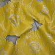 Metallic Burnout Brocade - Gamboge Yellow and Silver All-Over Outlined Flowers