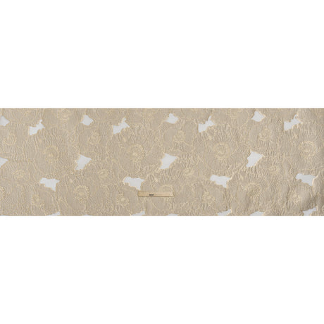 Metallic Burnout Brocade - Pale Beige and Gold All-Over Outlined Flowers