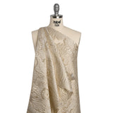 Metallic Burnout Brocade - Pale Beige and Gold All-Over Outlined Flowers