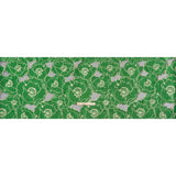 Metallic Burnout Brocade - Kelly Green and Gold All-Over Outlined Flowers