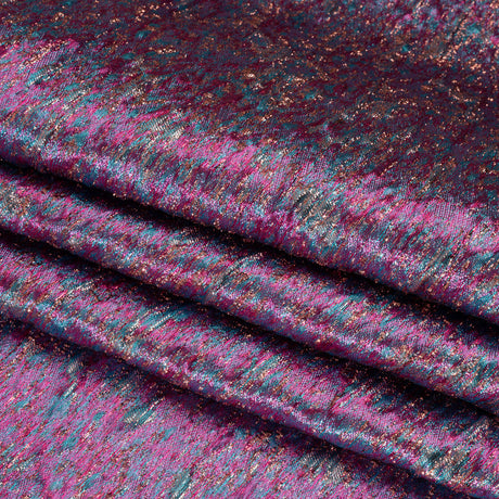 Metallic Brocade - Magenta, Turquoise and Rose Gold Mottled Abstract