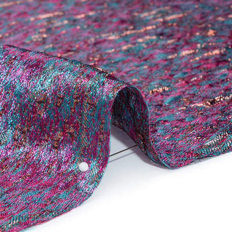 Metallic Brocade - Magenta, Turquoise and Rose Gold Mottled Abstract