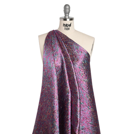 Metallic Brocade - Magenta, Turquoise and Rose Gold Mottled Abstract