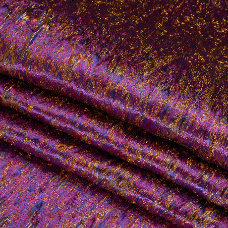 Metallic Brocade - Purple, Royal Blue and Yellow Gold Mottled Abstract