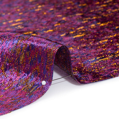 Metallic Brocade - Purple, Royal Blue and Yellow Gold Mottled Abstract