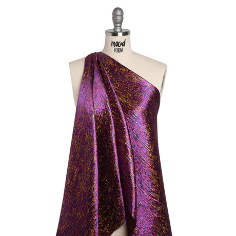 Metallic Brocade - Purple, Royal Blue and Yellow Gold Mottled Abstract