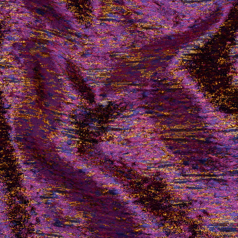 Metallic Brocade - Purple, Royal Blue and Yellow Gold Mottled Abstract