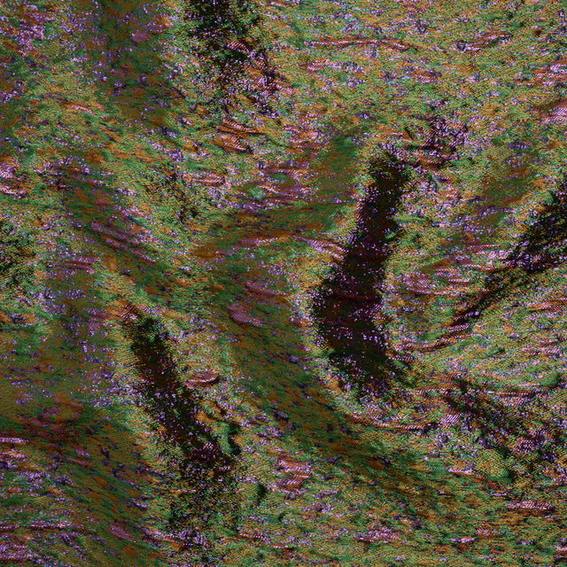 Metallic Brocade - Mustard Yellow, Green and Purple Mottled Abstract