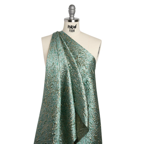 Metallic Brocade - Sky Blue, Turquoise and Gold Mottled Abstract