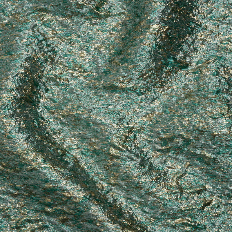 Metallic Brocade - Sky Blue, Turquoise and Gold Mottled Abstract