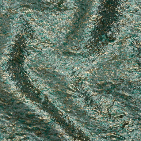 Metallic Brocade - Sky Blue, Turquoise and Gold Mottled Abstract
