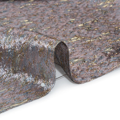 Metallic Brocade - Orchid Pink, Pale Blue and Gold Mottled Abstract