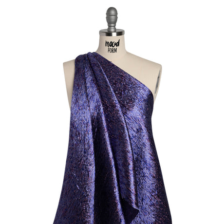 Metallic Brocade - Periwinkle, Royal Blue and Purple Mottled Abstract