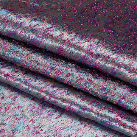 Metallic Brocade - Beige, Blue and Magenta Mottled Abstract