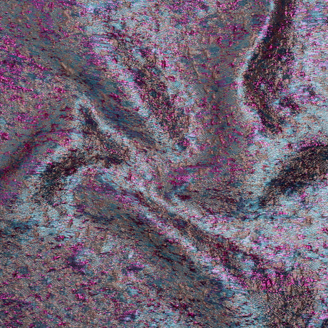Metallic Brocade - Beige, Blue and Magenta Mottled Abstract