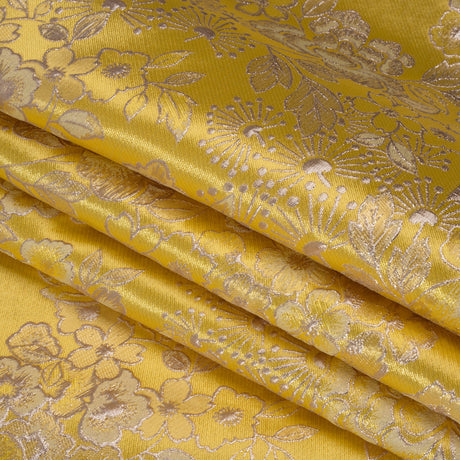 Metallic Brocade - Sunshine Yellow and Gold Flower Garden