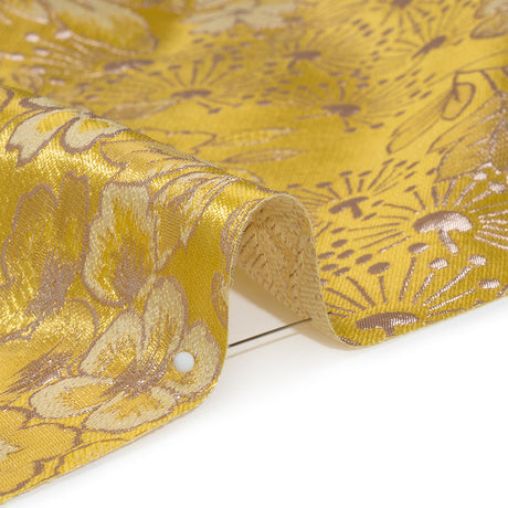 Metallic Brocade - Sunshine Yellow and Gold Flower Garden
