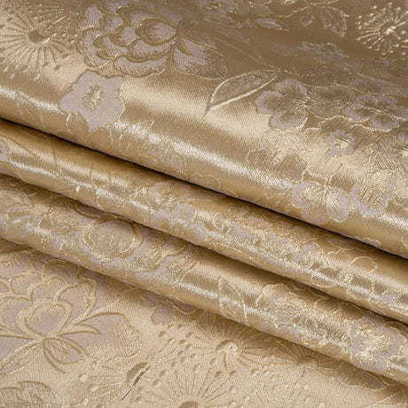 Metallic Brocade - Light Mauve, Pale Beige and Gold Flower Garden