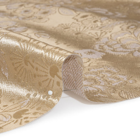 Metallic Brocade - Light Mauve, Pale Beige and Gold Flower Garden