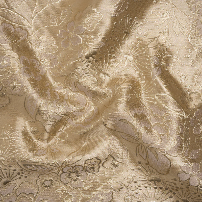 Metallic Brocade - Light Mauve, Pale Beige and Gold Flower Garden