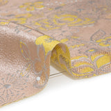 Metallic Brocade - Baby Pink, Yellow and Silver Flower Garden