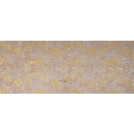 Metallic Brocade - Baby Pink, Yellow and Silver Flower Garden