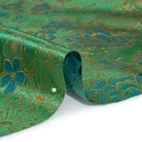 Metallic Brocade - Emerald Green, Teal and Gold Flower Garden