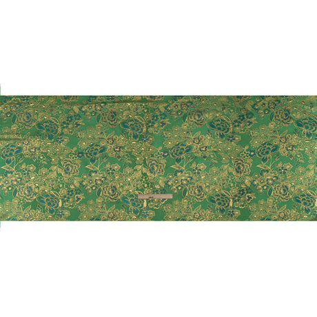 Metallic Brocade - Emerald Green, Teal and Gold Flower Garden