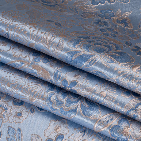 Metallic Brocade - Pastel Blue, Country Blue and Silver Flower Garden