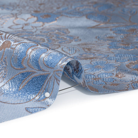Metallic Brocade - Pastel Blue, Country Blue and Silver Flower Garden