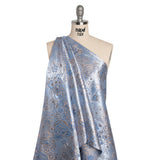 Metallic Brocade - Pastel Blue, Country Blue and Silver Flower Garden