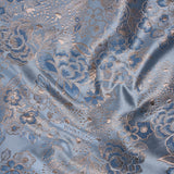 Metallic Brocade - Pastel Blue, Country Blue and Silver Flower Garden