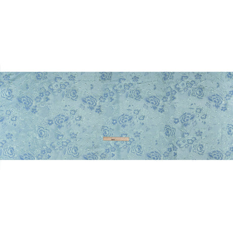 Metallic Brocade - Baby Blue and Aqua Flower Garden
