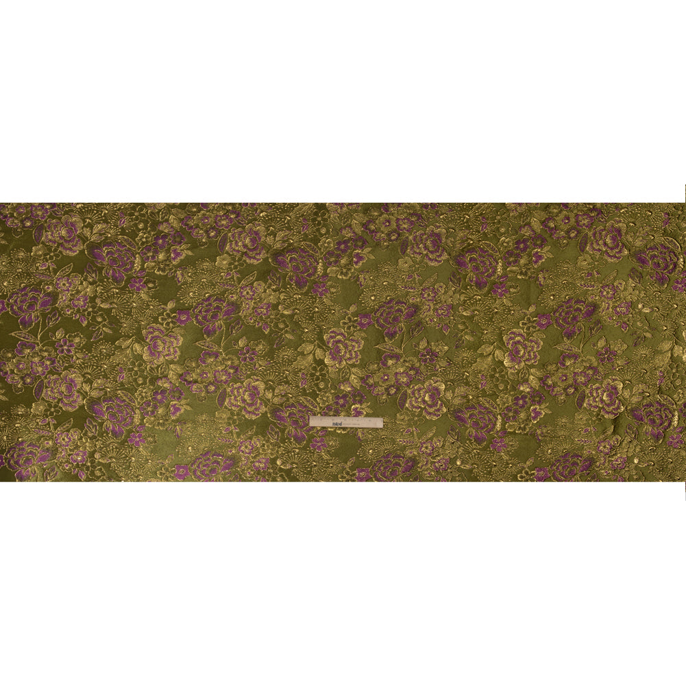Metallic Brocade - Fuchsia, Olive Green and Gold Flower Garden