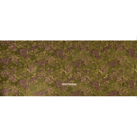 Metallic Brocade - Fuchsia, Olive Green and Gold Flower Garden